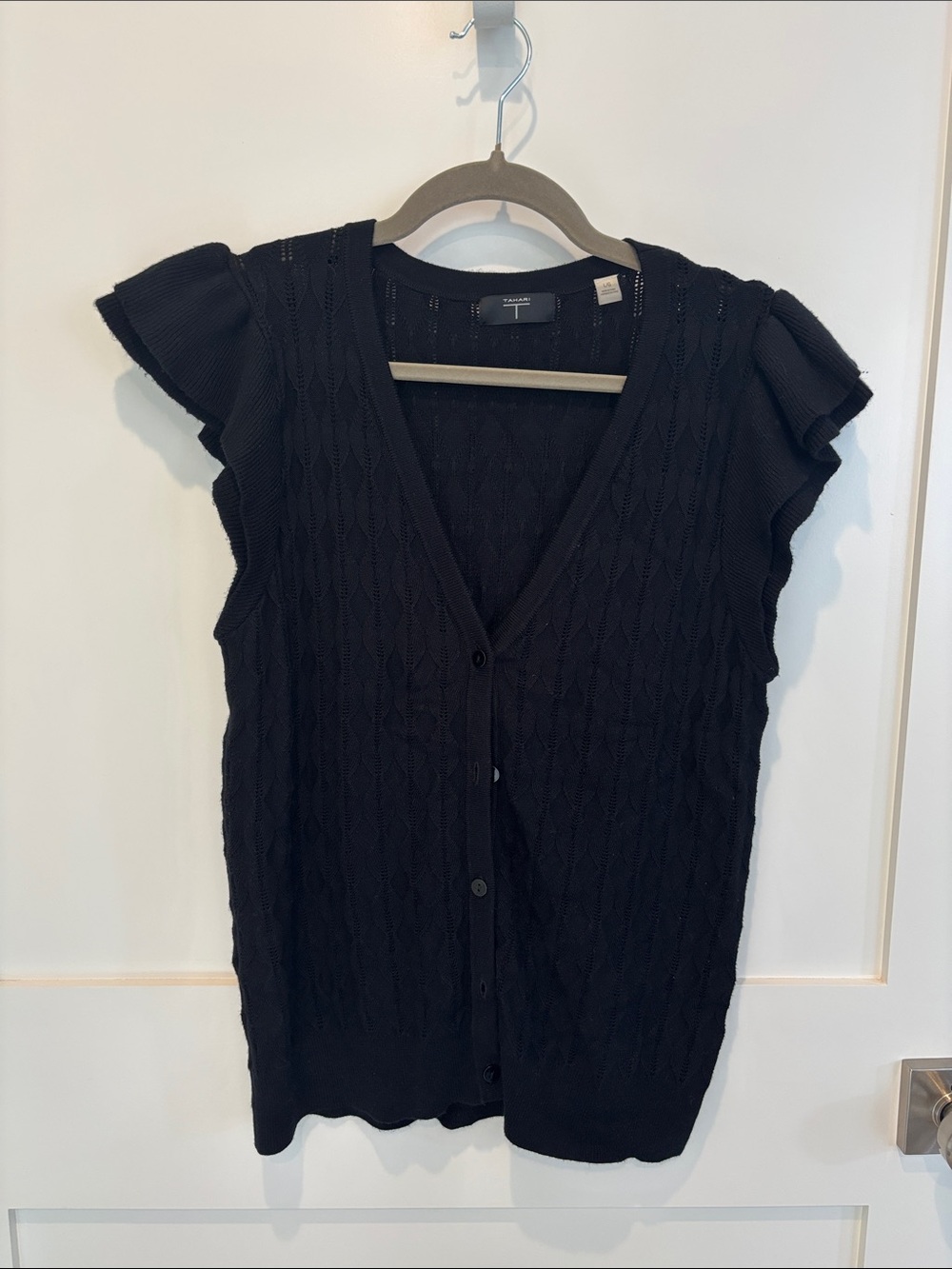 Black Short Sleeve Knit Cardigan